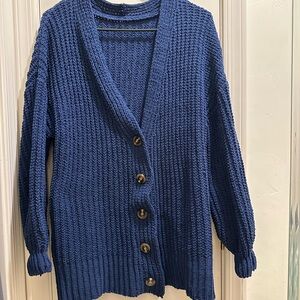 Women's Blue Button-Up Sweater